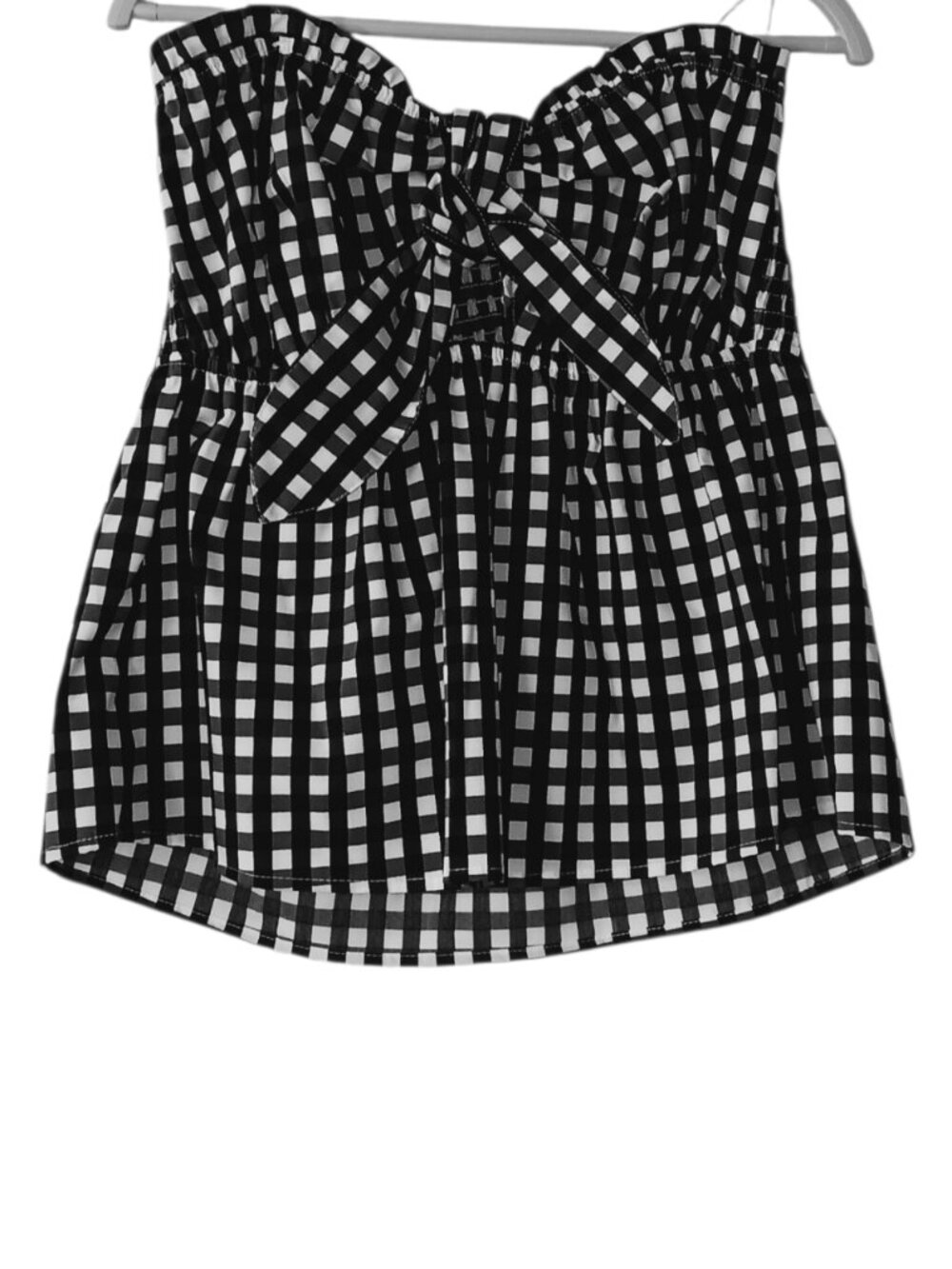 NWT Who's That Girl Black White Gingham Tube Top Size M Bow Front